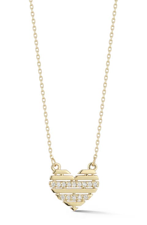 14K Yellow Gold Diamond Heart Pendant Necklace - 0.06ct.