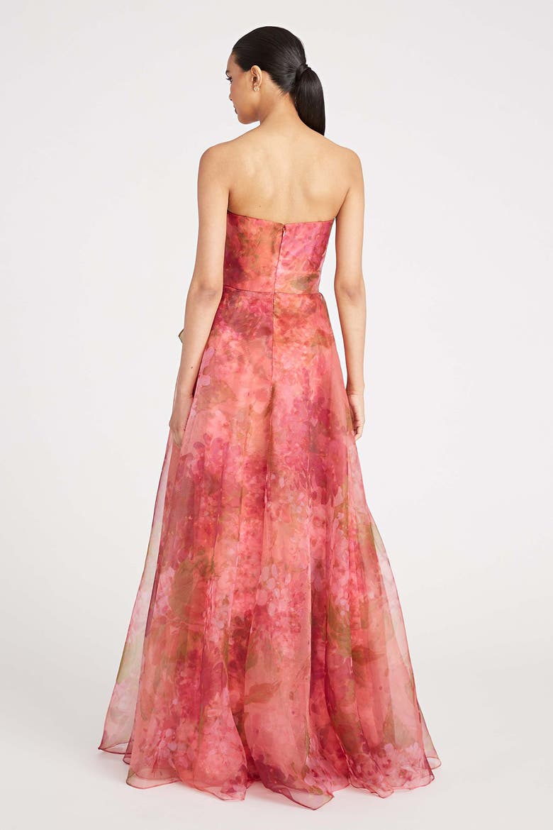 Fahreta Strapless Organza Gown, Alternate, color, Printed Wisteria