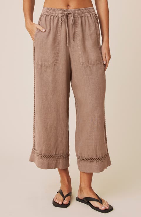 Stella Lace Inset Crop Linen Pants