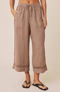 Splendid Stella Lace Inset Crop Linen Pants