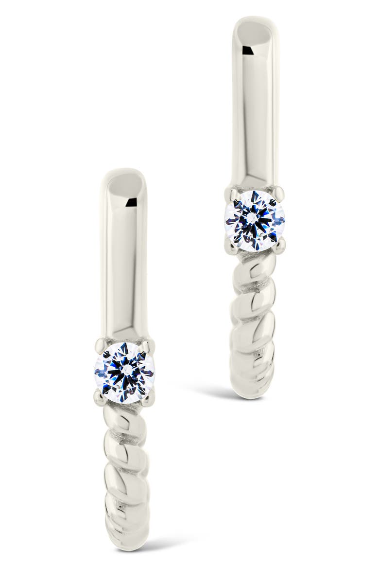 Anna Textured Cubic Zirconia Oval Hoop Earrings, Alternate, color, SILVER