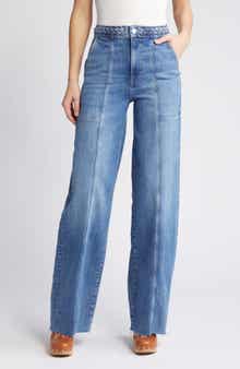 FRAME Braided Waistband Wide Leg Jeans
