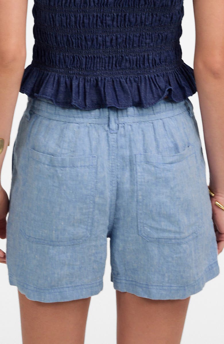 Madewell Drawstring Linen Shorts, Alternate, color, Sunfaded Blue