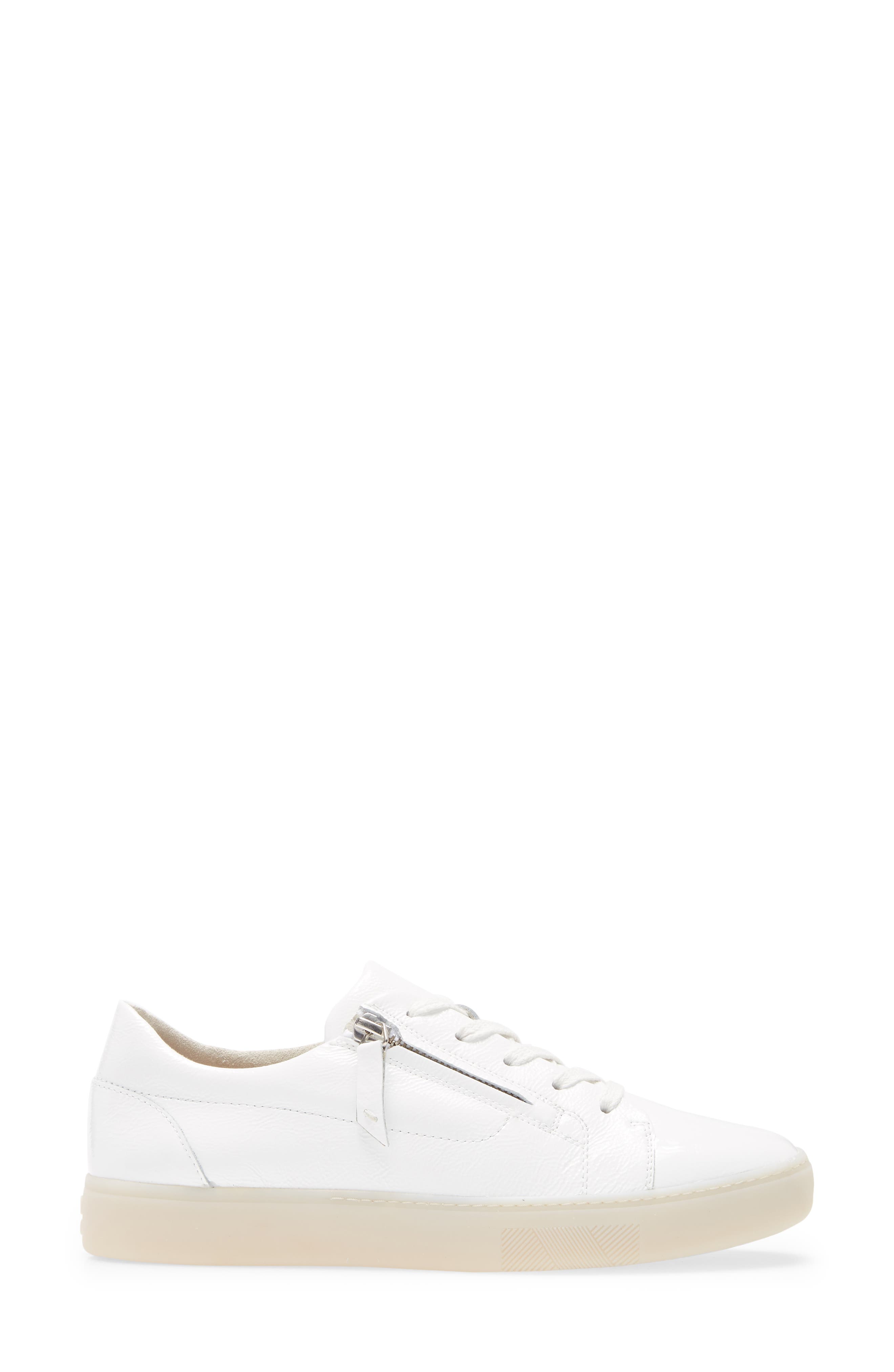 Carla Lace-Up Sneaker, Alternate, color, WHITE CRINKLED PATENT