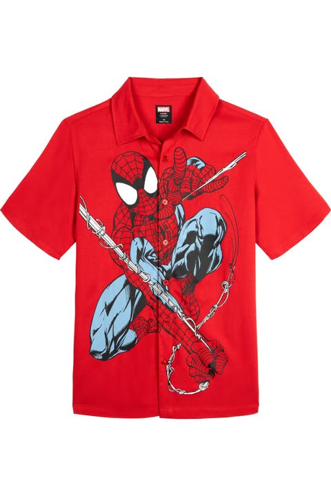 Spider-Man Hawaiian Short Sleeve Button Down Shirt