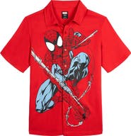 Marvel Spider-Man Hawaiian Short Sleeve Button Down Shirt