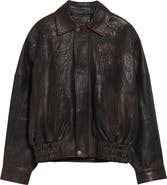Golden Goose Journey Floral Embroidered Oversize Leather Bomber Jacket