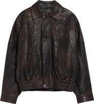 Golden Goose Journey Floral Embroidered Oversize Leather Bomber Jacket
