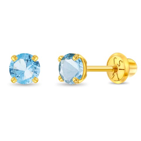 14k Pronged Simulated Birthstone Earrings