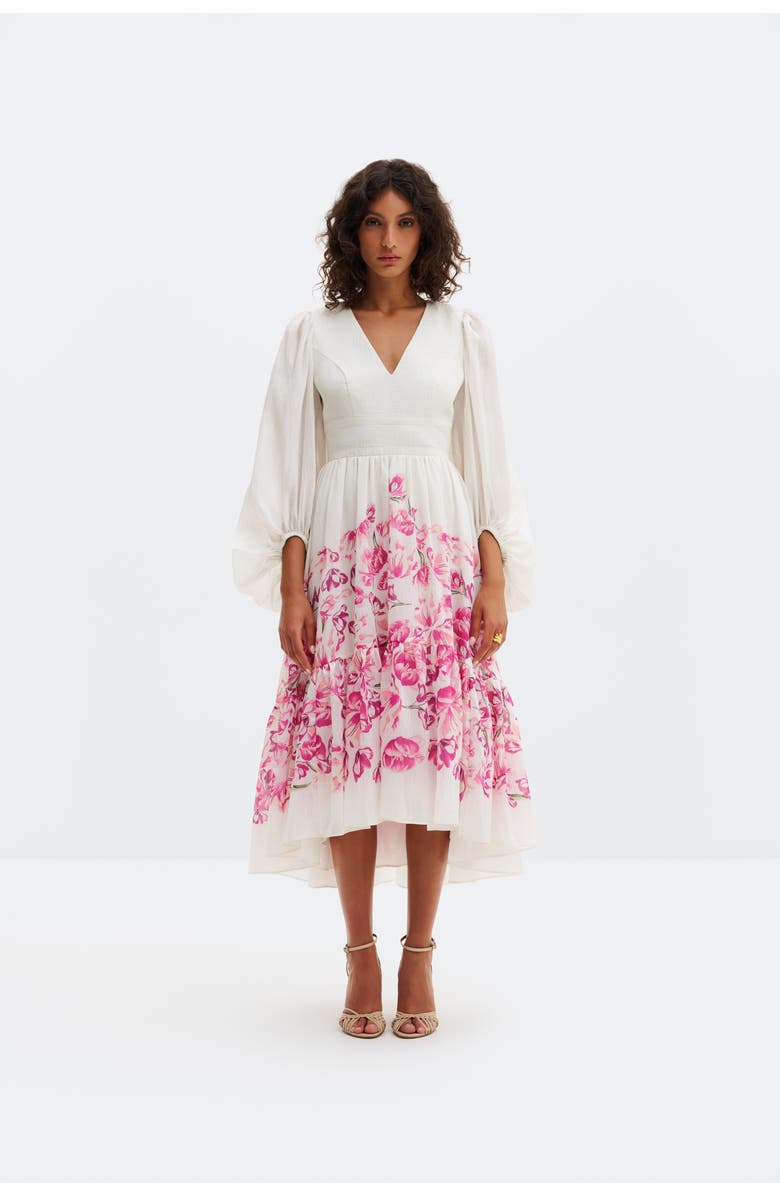 Malina Sasia Deep V-Neck Midi Dress, Main, color, Tulip Pink