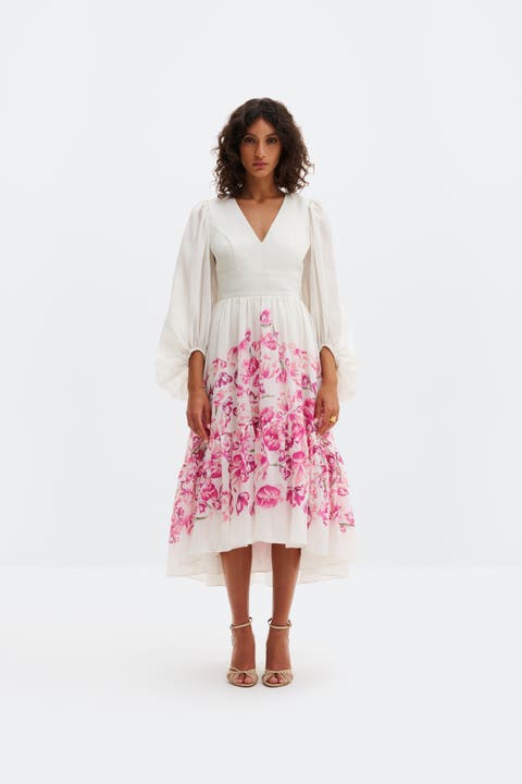 Sasia Deep V-Neck Midi Dress