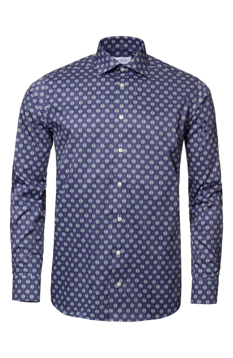 Eton Slim Fit Medallion Print Cotton Dress Shirt, Alternate, color, 