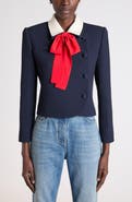 Valentino Garavani Layered Collar & Bow Wool Crepe Jacket