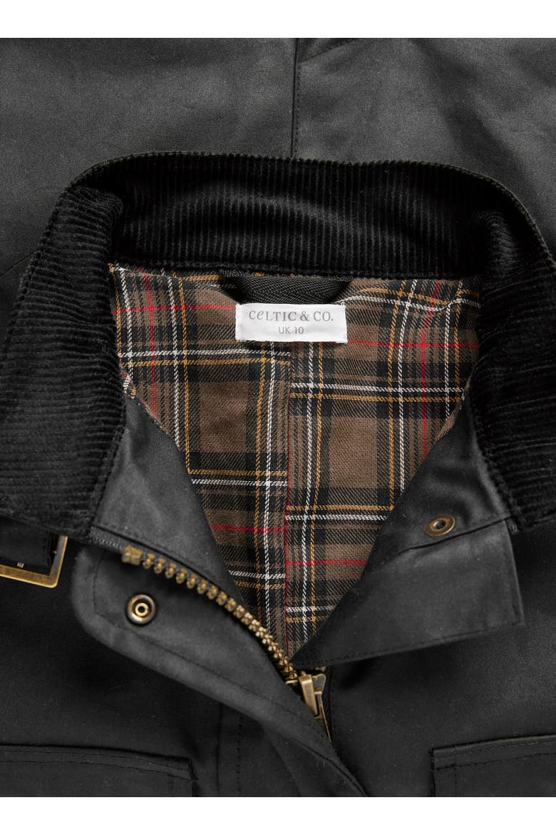 British Waxed Cotton Belted Jacket, Alternate, color, Black