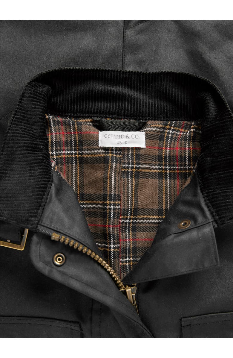 Celtic & Co. British Waxed Cotton Belted Jacket, Alternate, color, Black