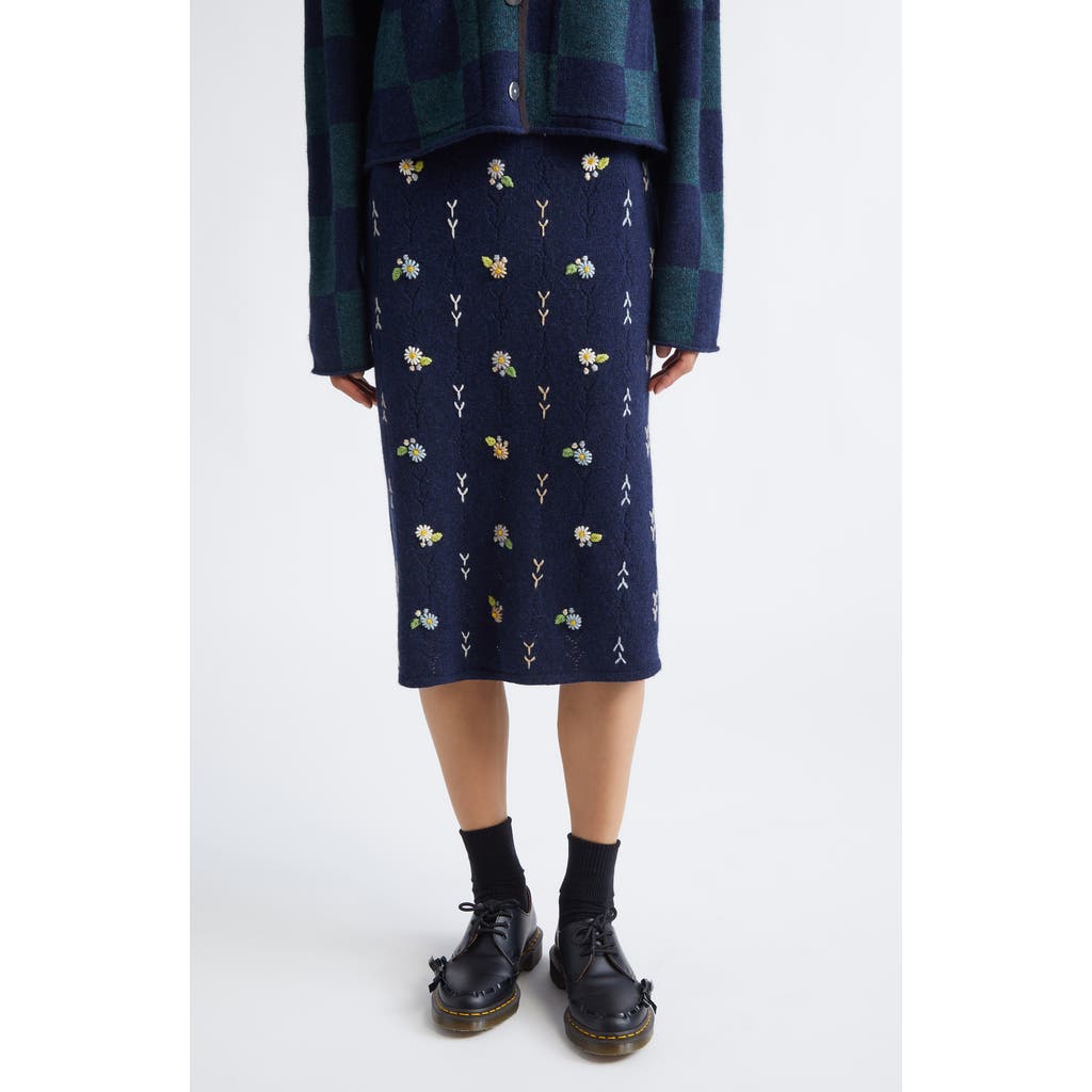 Yanyan Daisy Lambswool Sweater Skirt In Blue