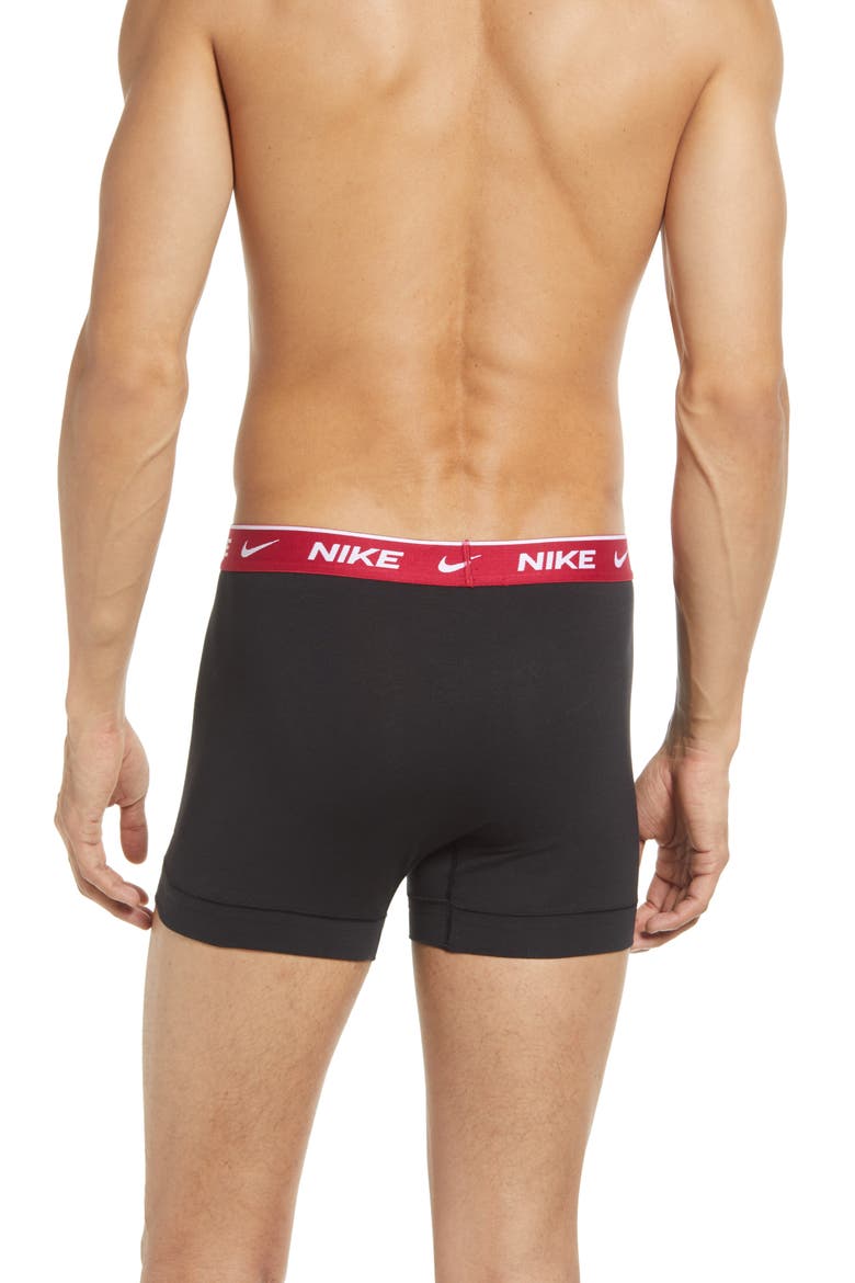 3-Pack Dri-Fit Essential Stretch Cotton Trunks, Alternate, color, BLACK/BLUE/HIBISCUS/OBSIDIAN