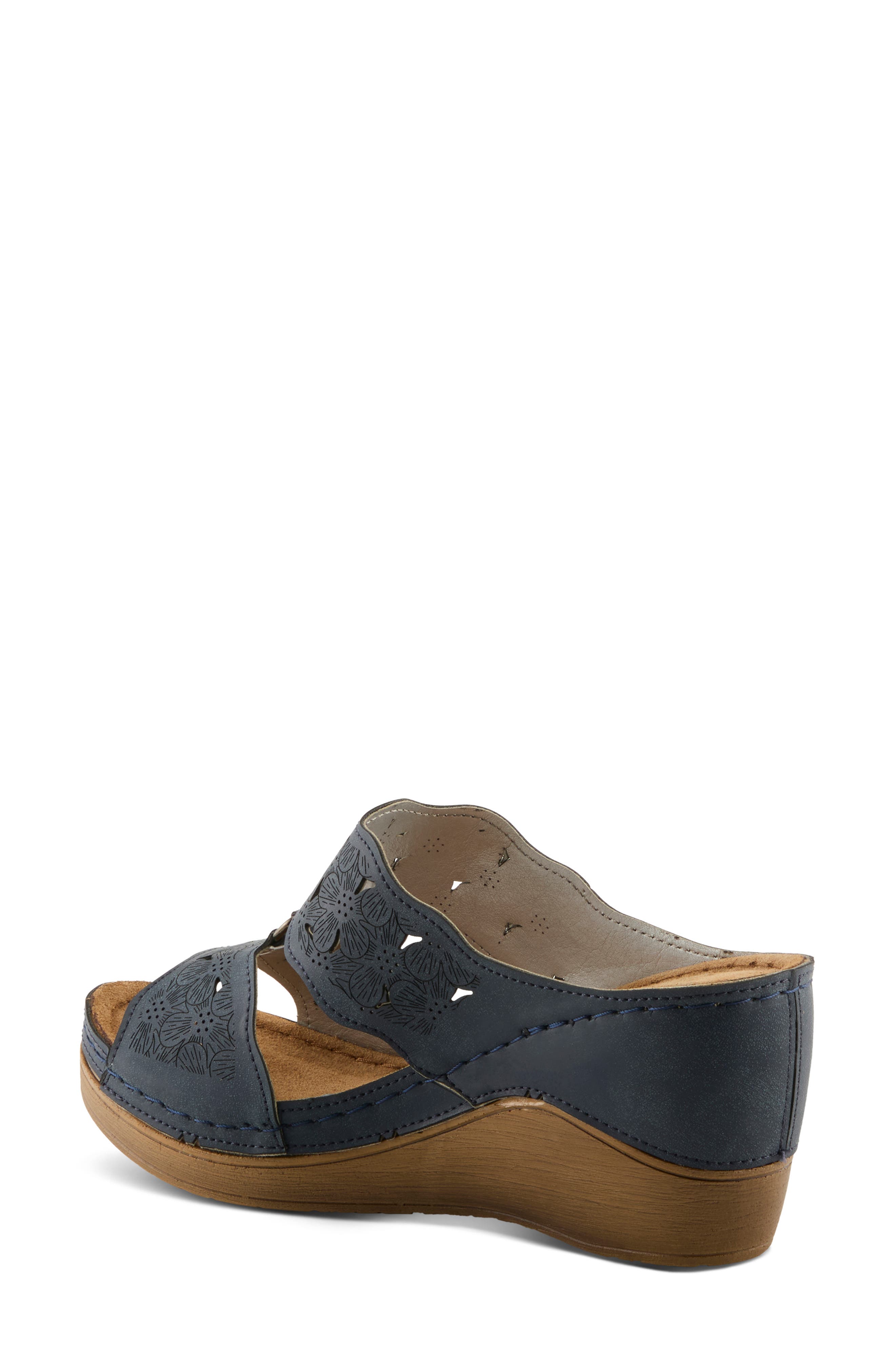 Flexus by Spring Step Dreiser Platform Wedge Slide Sandal, Alternate, color, Navy