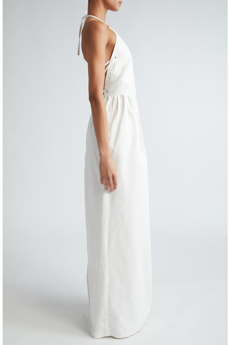 Europa Cotton Halter Gown, Alternate, color, WHITE