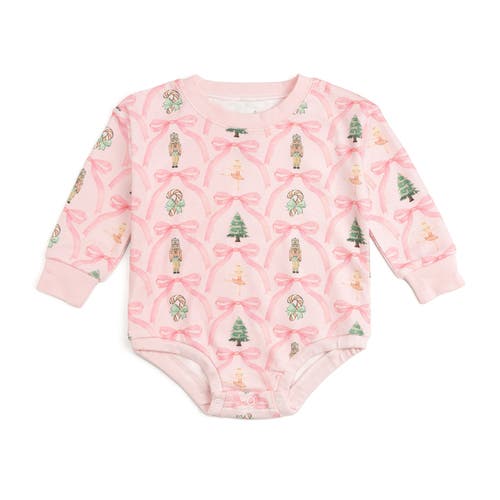 Sweet Wink Nutcracker Trellis Christmas Long Sleeve Romper In Pink