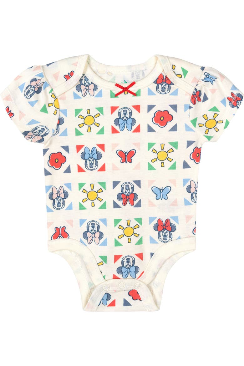 Minnie Mouse Girls' 5-Pack Short Sleeve Bodysuits, Alternate, color, Minnie Red Pink Yellow