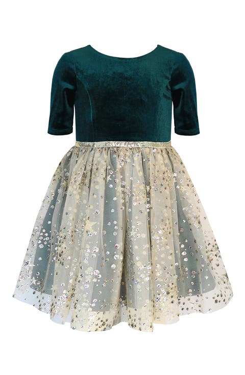 Kids' Sequin Velvet & Mesh Party Dress (Little Kid & Big Kid)