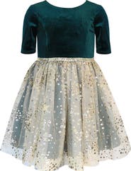 Zunie Kids' Sequin Velvet & Mesh Party Dress