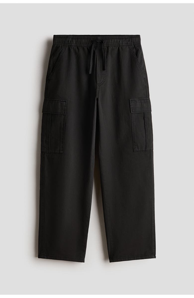 H&M Cotton Cargo Trousers, Main, color, Black