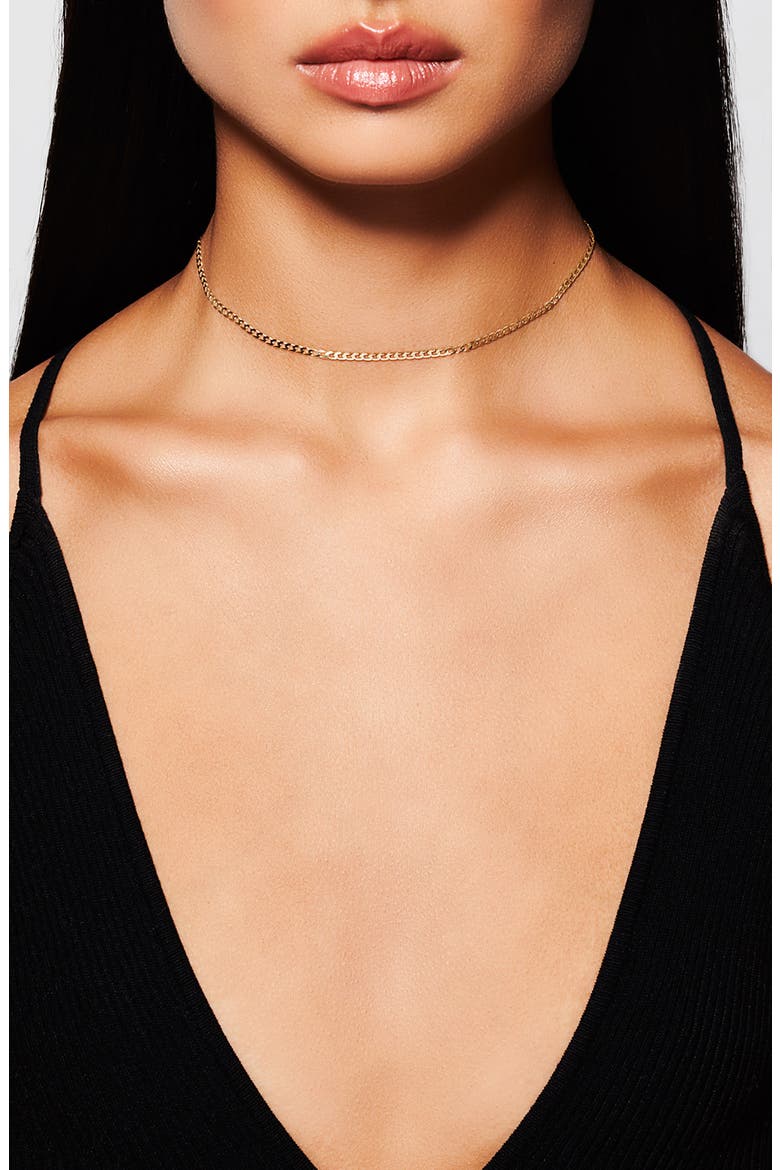 Nude Curb Chain Single Strand Necklace, Alternate, color, YELLOW GOLD