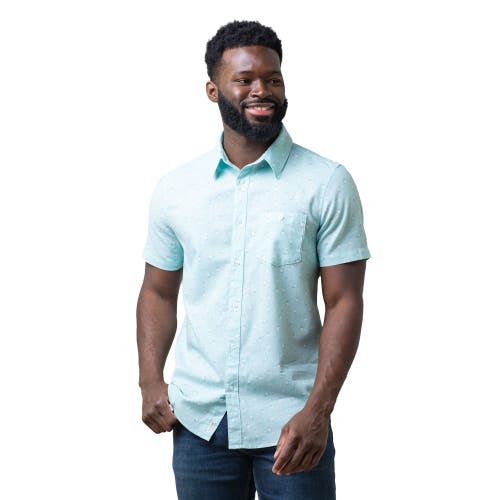 Hope & Henry Linen Short Sleeve Button Down Shirt In Tea Room Floral