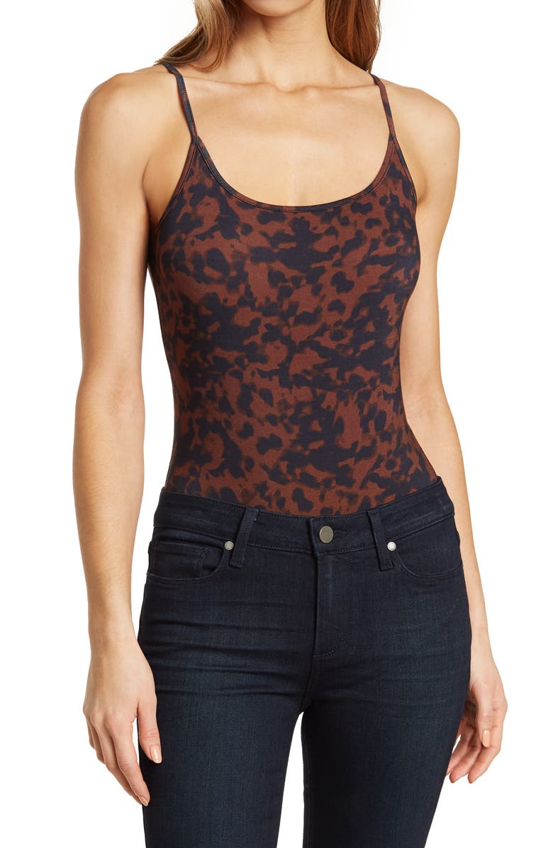 L'AGENCE Ford Tortoiseshell Print Bodysuit, Main, color, 
