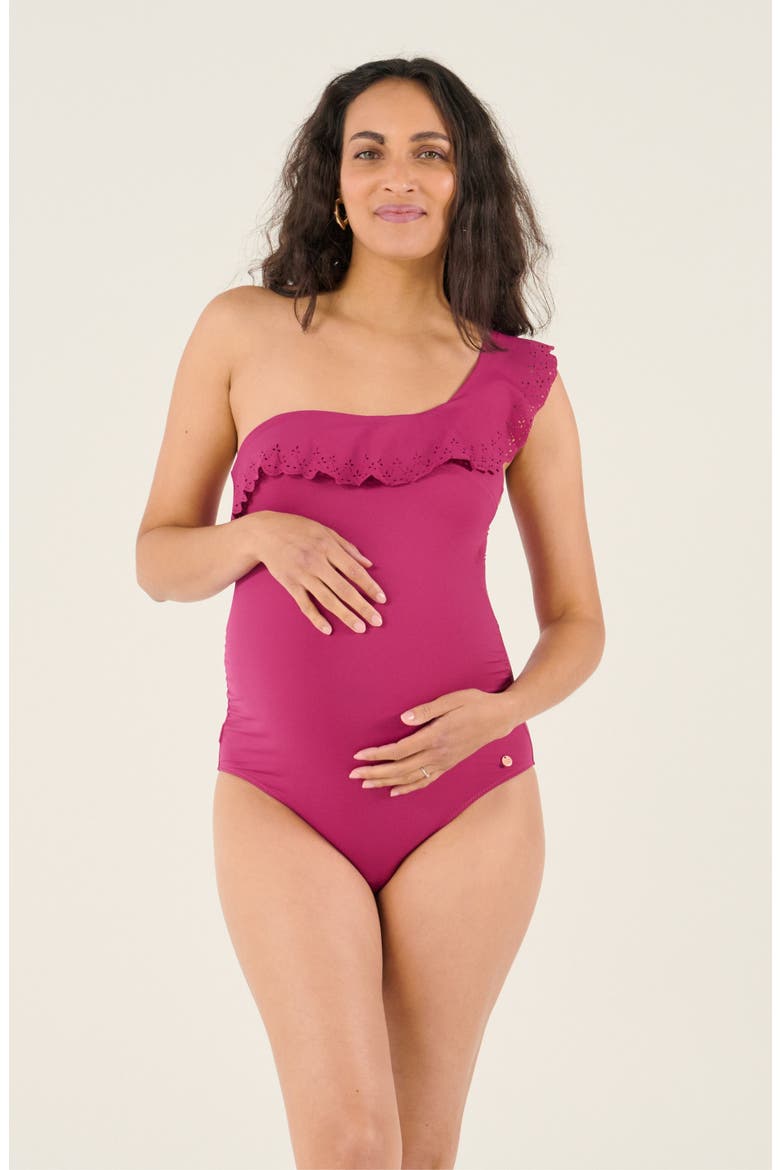 Bloom maternity swimsuit, Alternate, color, Fuschia