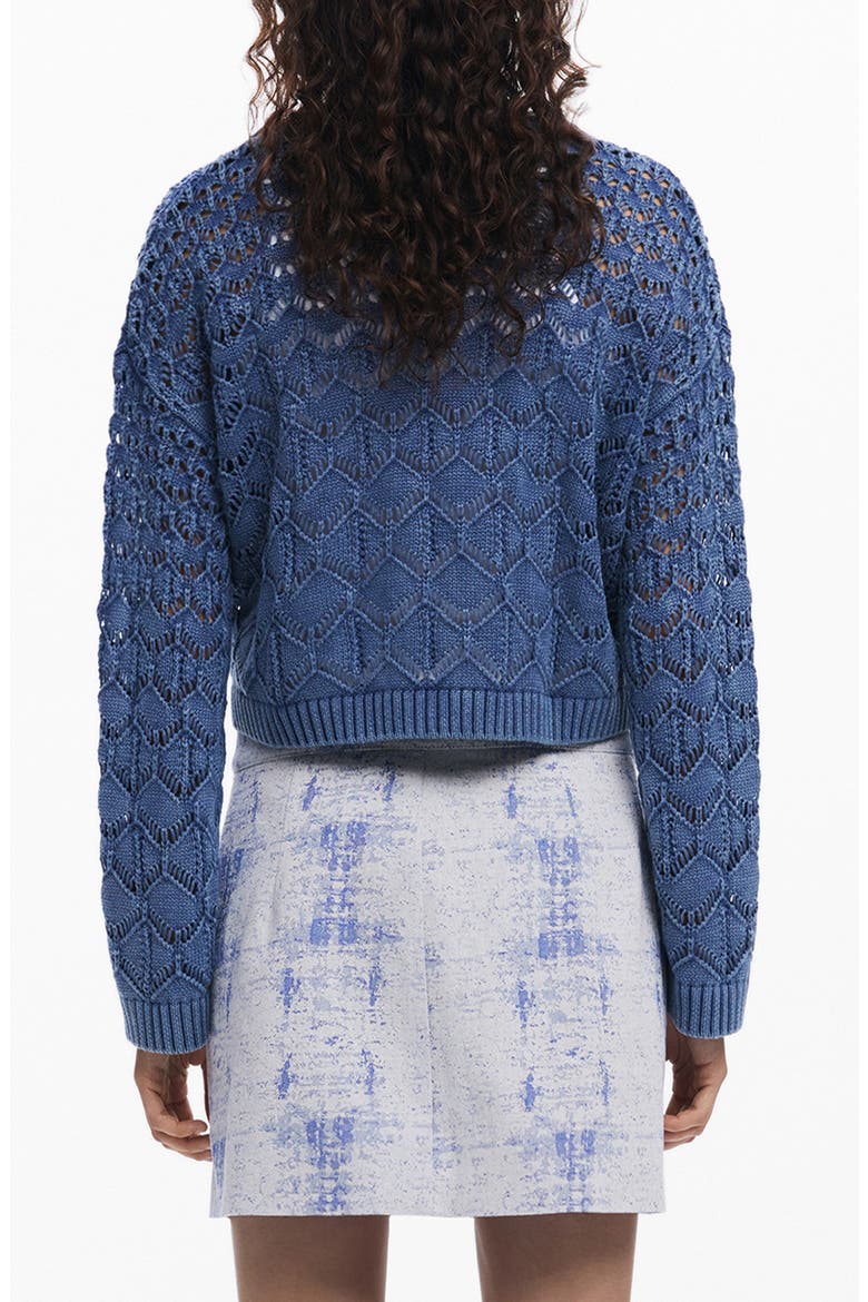 Cropped Open Knit Sweater, Alternate, color, BLUE