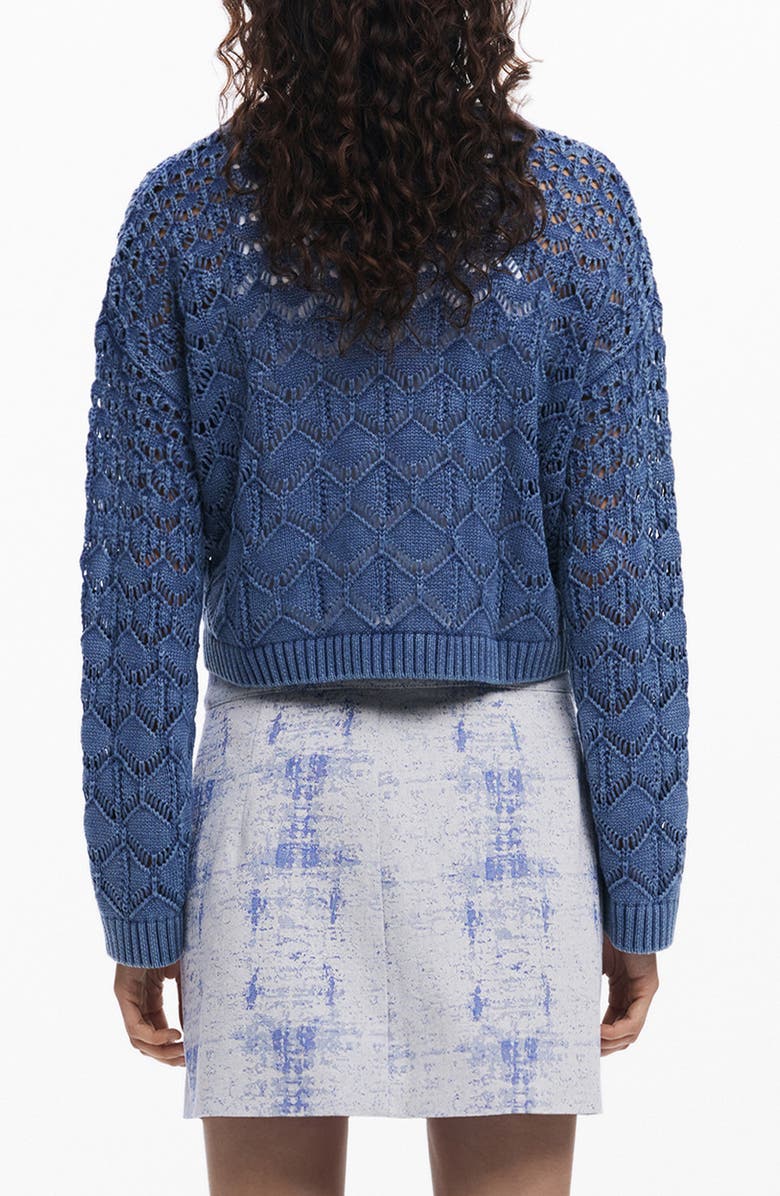 Desigual Cropped Open Knit Sweater, Alternate, color, 