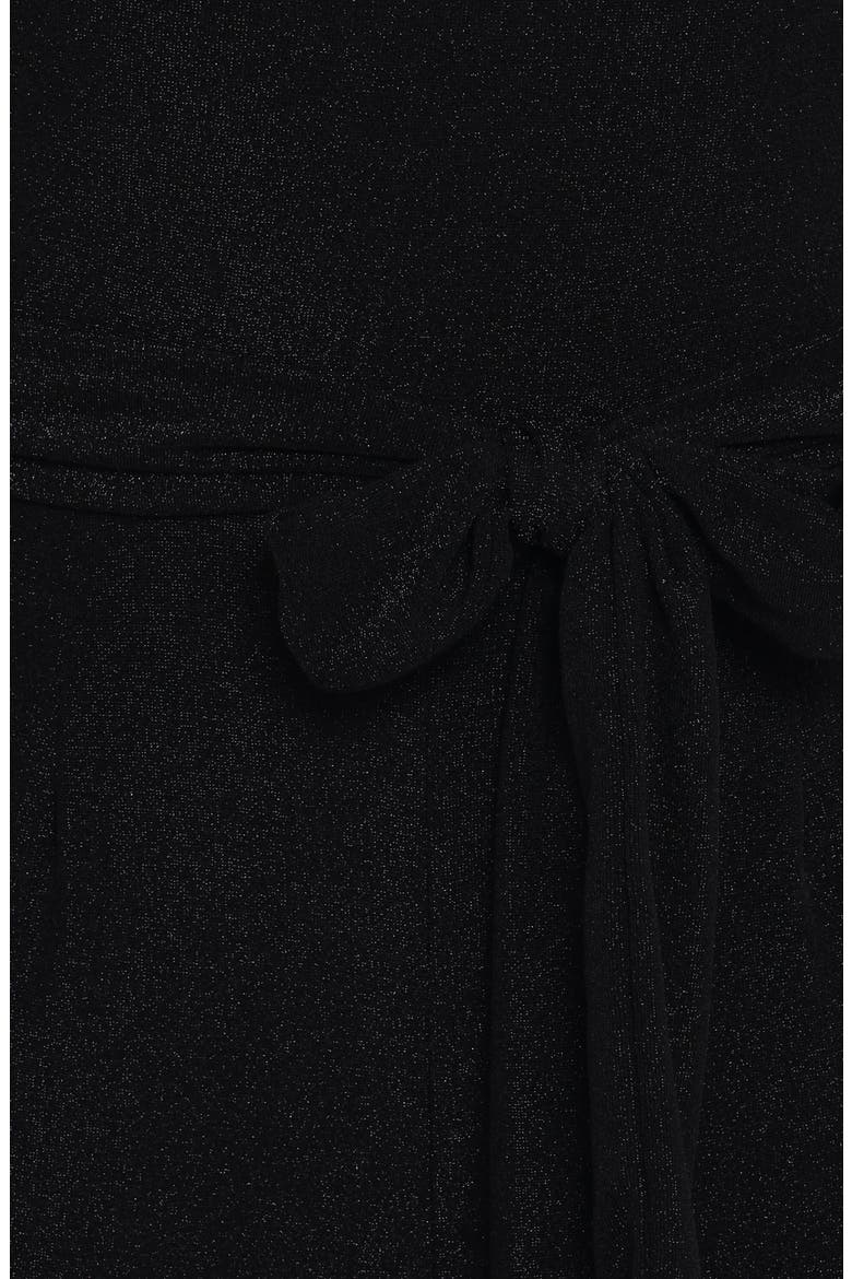 Katarina Metallic One-Shoulder Jumpsuit, Alternate, color, BLACK