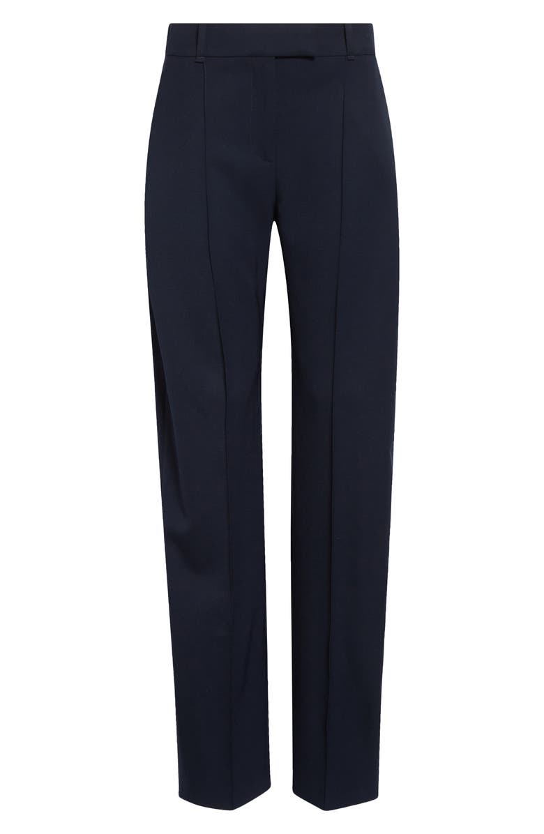 McQueen Pleated High Waist Wide Leg Tailored Wool Trousers, Alternate, color, Navy