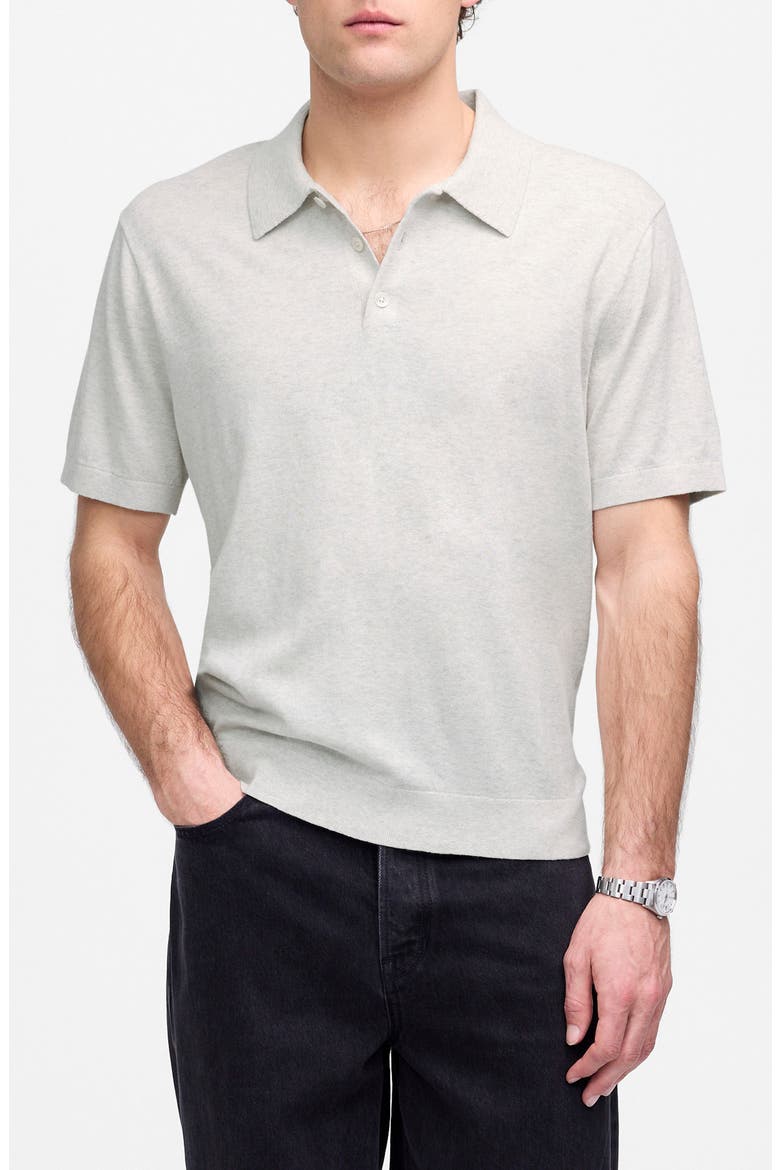 Heathered Three-Button Polo Sweater, Main, color, HEATHER OAT