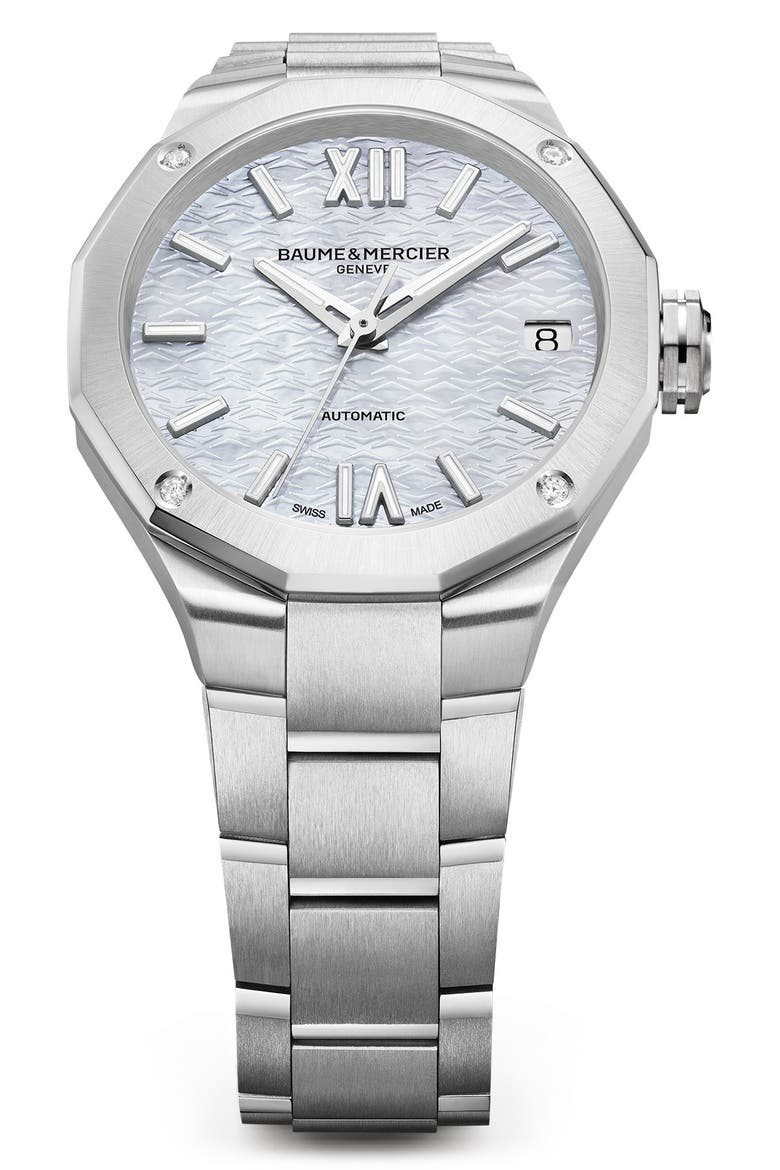 Riviera 10676 Diamond Automatic Bracelet Watch, 33mm, Alternate, color, STEEL