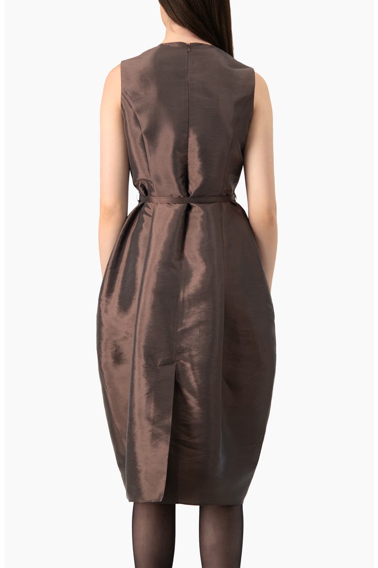 Draped Tulip-skirt Midi Dress, Alternate, color, Brown