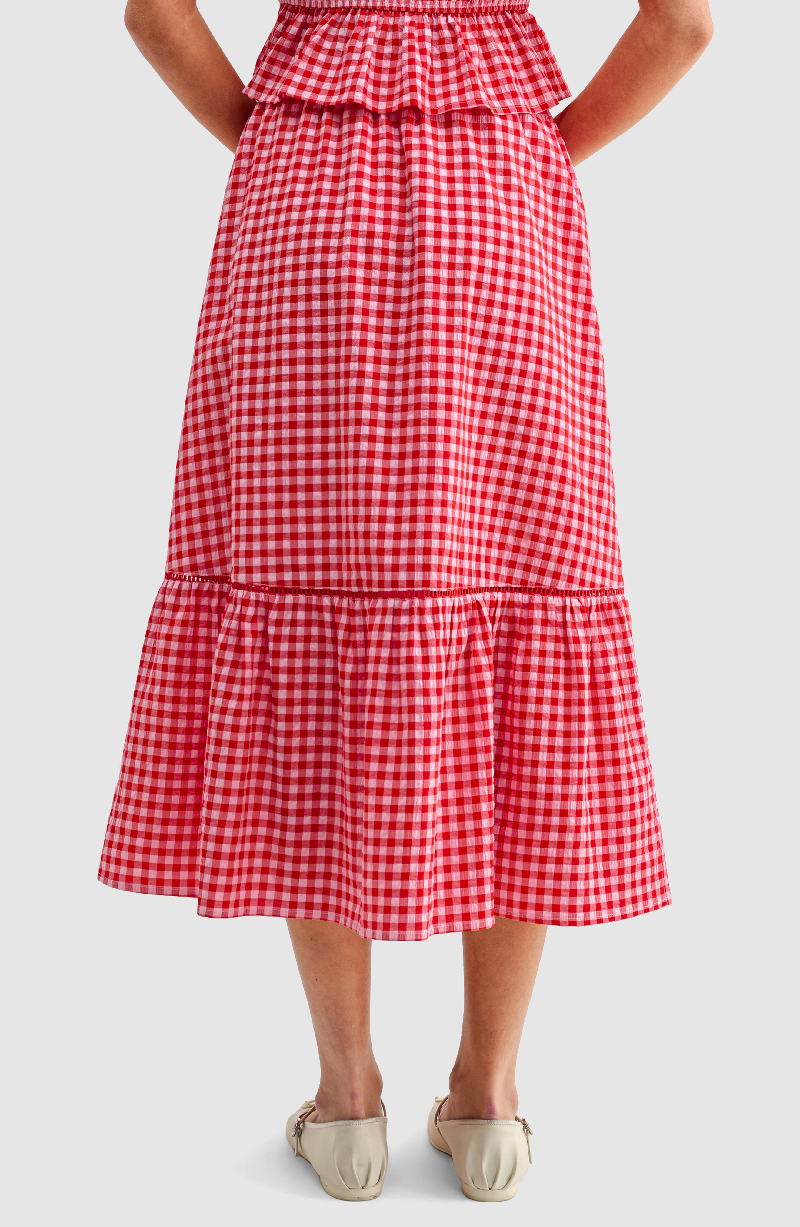 All in Favor Gingham Cotton Blend Midi Skirt (Women) | Nordstrom