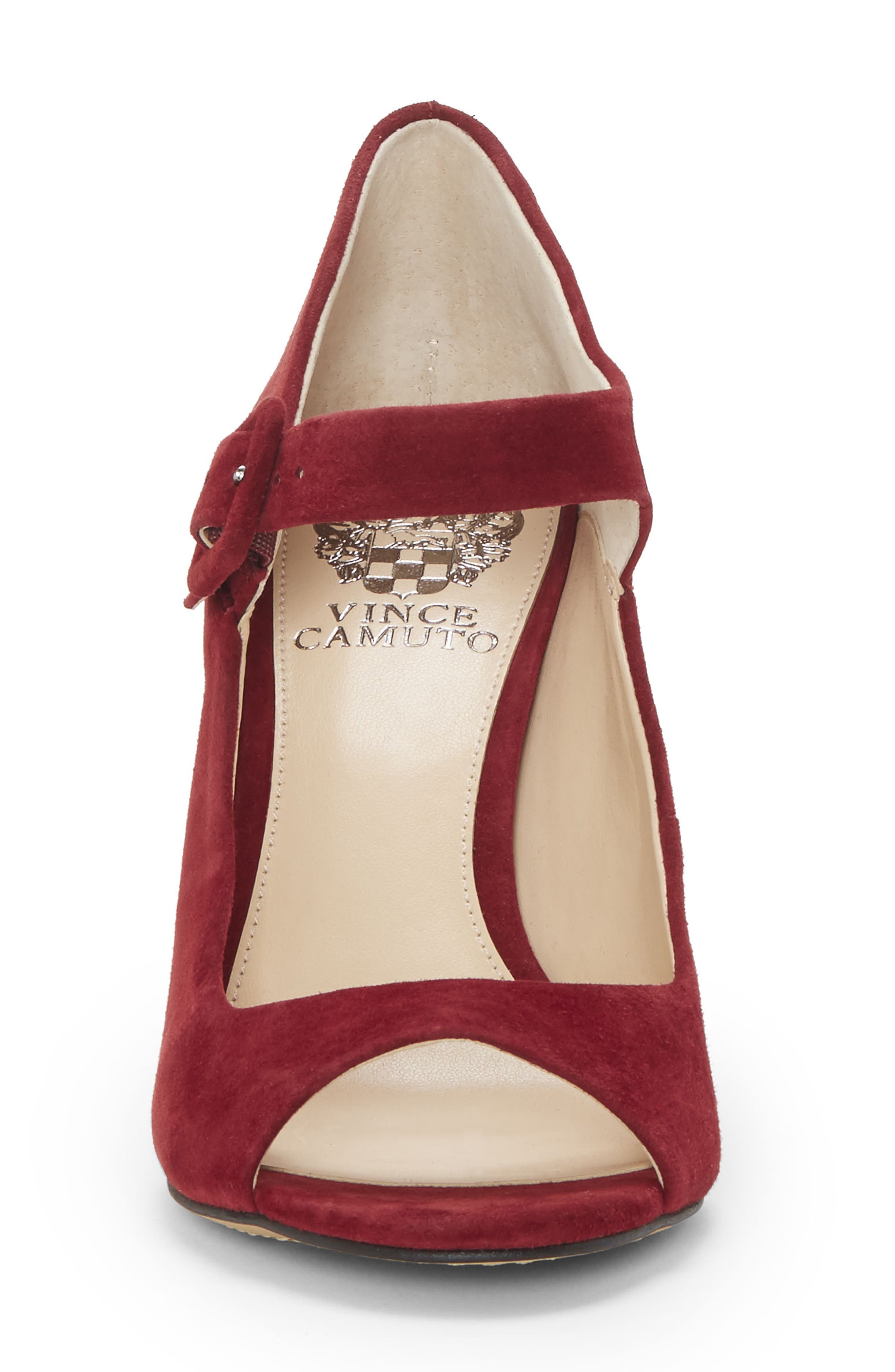 Vince Camuto Selmer Peep-Toe Pump, Alternate, color, Beaujolais Suede