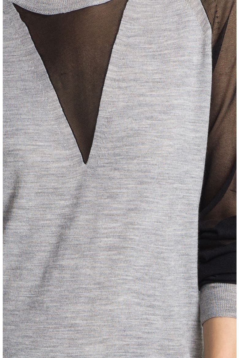 Sheer Sleeve Pullover, Alternate, color, LIGHT GREY