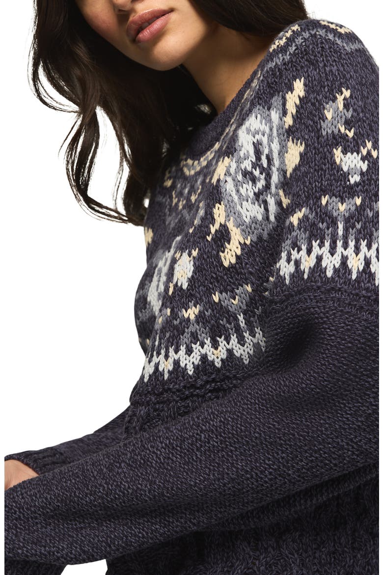 Floral Fair Isle Crew Sweater, Alternate, color, INKLING
