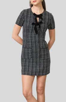 Blu Pepper Bow Detail Tweed Dress