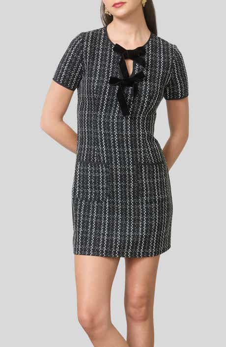 Blu Pepper Bow Detail Tweed Dress