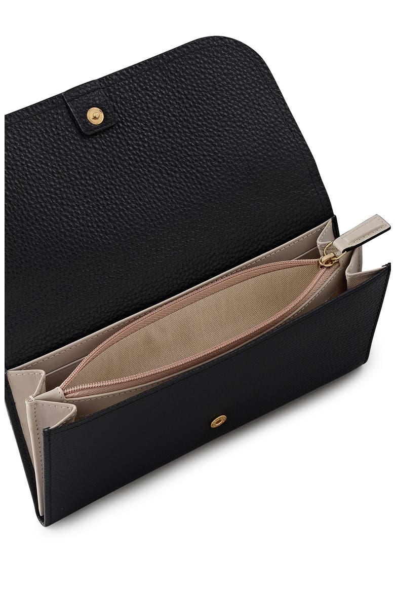 Large Flap Leather Wallet, Alternate, color, BLACK