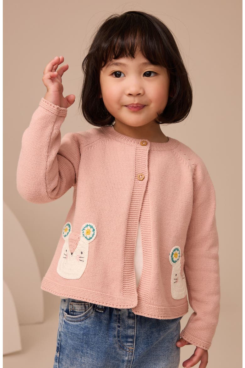 Kids' Mouse Pocket Cardigan, Alternate, color, PINK