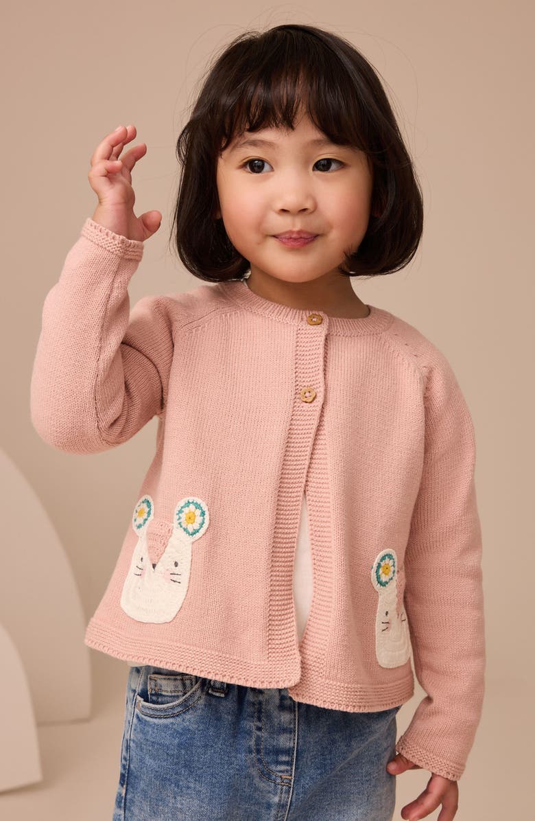 NEXT Kids' Mouse Pocket Cardigan, Alternate, color, Pink