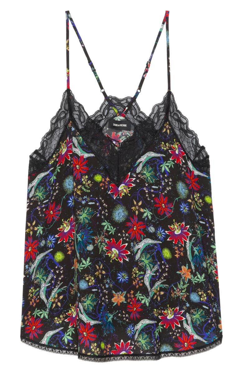 Zadig & Voltaire Christy Virgin Garden Print Camisole, Alternate, color, Encre