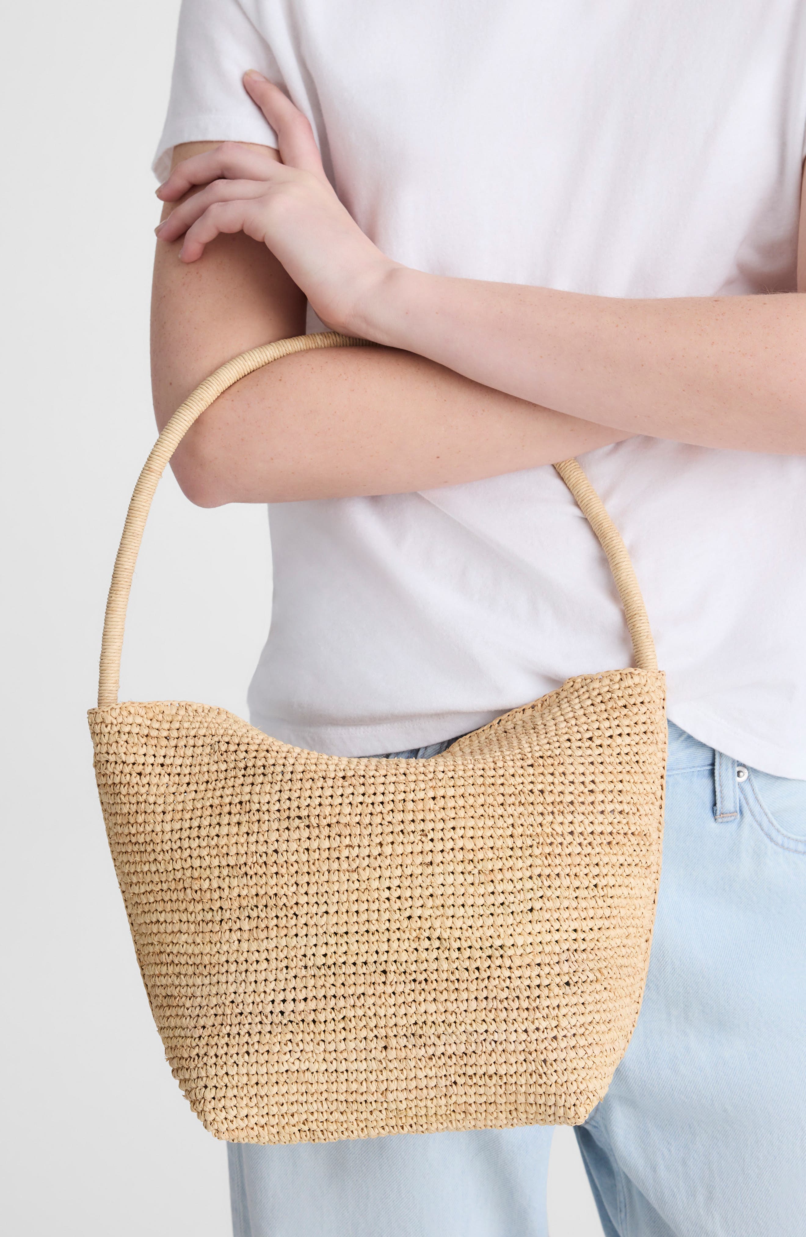 Madewell The Signature Woven Raffia Shoulder Bag, Alternate, color, Natural